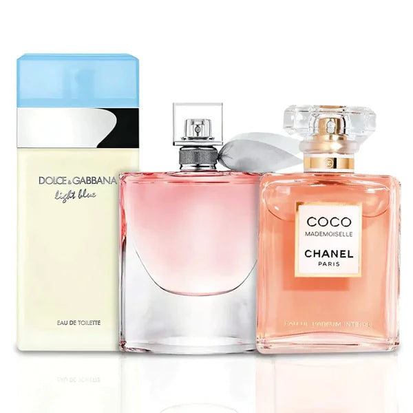 Combo de 3 Perfumes Femininos La Vie est Belle, Mademoiselle e Light Blue 100ml Cada